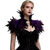 ZAKIA Gothic Natural Feather Cape Shawl Shrug Shoulder Wrap Collar Halloween Party Scarf