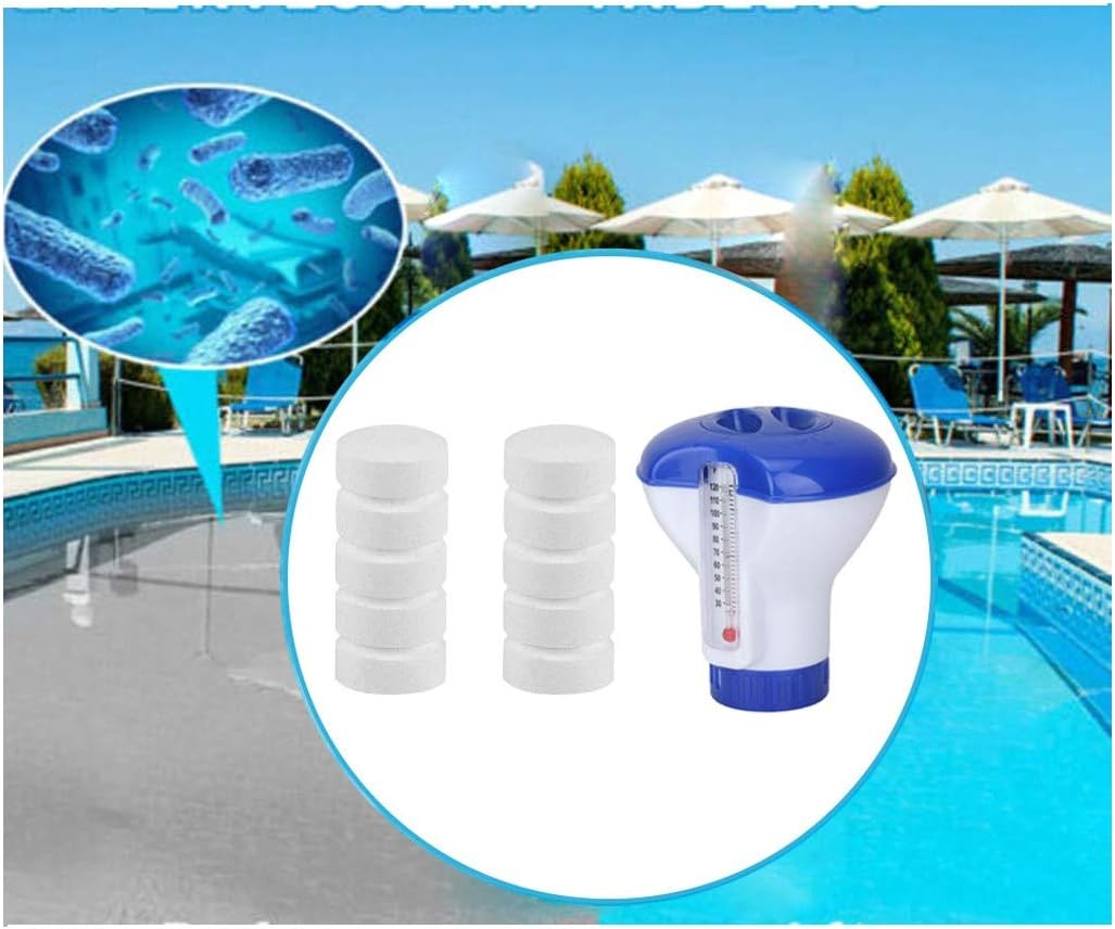 20g Swimming Pool Chlorinating Tablets, Magic Chlorine Tablets Effervescent Tablet for Home Pool Tubs and Spa, Cleaning Tablet with Floating Tablet Dispenser, Effectively Purify Water