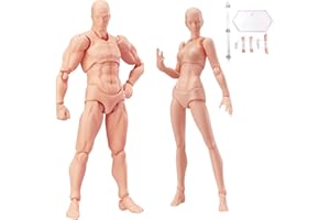 Haniforever Artists Manikin Drawing Figures Mannequin,Action Figures Stop Motion Figures with Joints,Art Drawing Model Human Body for Sketching Supplies,Painting,Decoration (Flesh Male+Female Set)