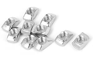 PZRT 2020 Series 50-Pack M5 T-Nuts,Carbon Steel Nickel-plated Half Round Roll In Sliding T Slot Nut 6mm Slot Aluminum Profile