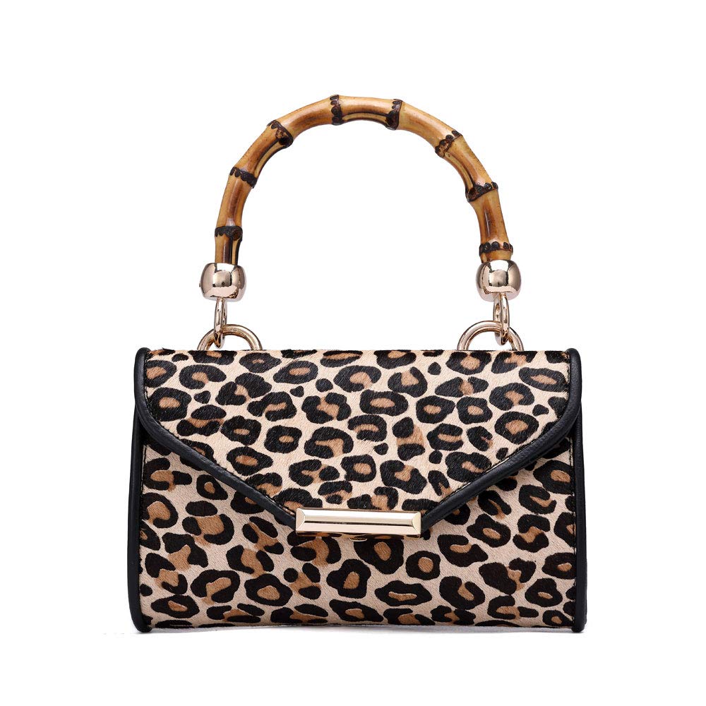 Women Genuine Horse fur Leopard Clutch Handbag Fashion Envelop Wedding