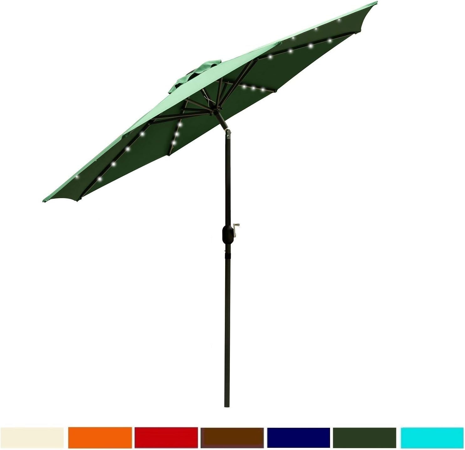 Amazon Com Leisurelife 9 Patio Umbrella With Solar Lights Outdoor Forese Green Patio Table Umbrellas 8 Sturdy Ribs Solar Power Garden Outdoor