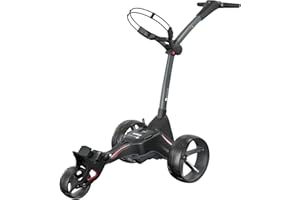 Motocaddy M1 Folding Collapsible 3 Wheel Electric Motorized Walking Golf Buggy Pushcart Trolley w/ Adjustable Handle, & Downhill Braking, Red