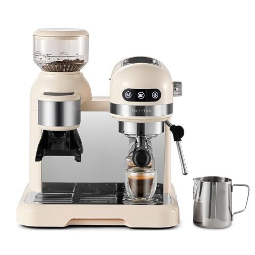 Neretva 20 Bar Espresso Coffee Machine with Grinder Steam Wand for