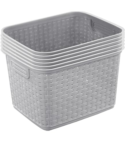Curver Lot De 6 Paniers Rangement Décoratifs Plastique Jute Taille Moyenne - Maison Bureau Cuisine