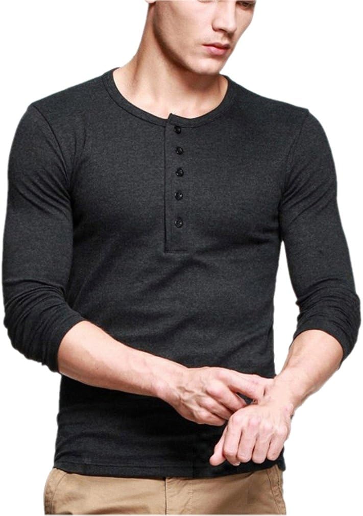 Kuegou Men's Henley T-shirts With Short Sleeve Slim Fit Button Placket XX-Large Gray