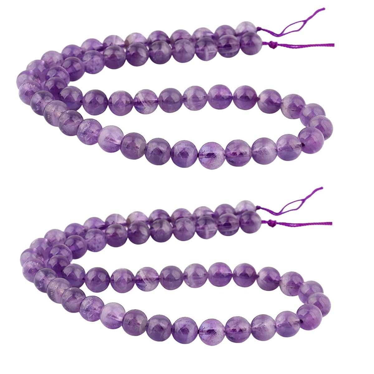 mookaitedecor 2 Strands 8mm Natural Amethyst Round Crystal Stone Beads for Jewellery Making DIY Necklace Bracelet Earrings, 90pcs Polished Semi Precious Purple Loose Beads Real Healing Crystals