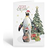 Stonehouse Collection Penguin Holiday Greeting Cards, 12 Pack with Envelopes, Cute Winter & Christmas Cards with Santa Hat & Festive Design - Made in USA (Penguin)