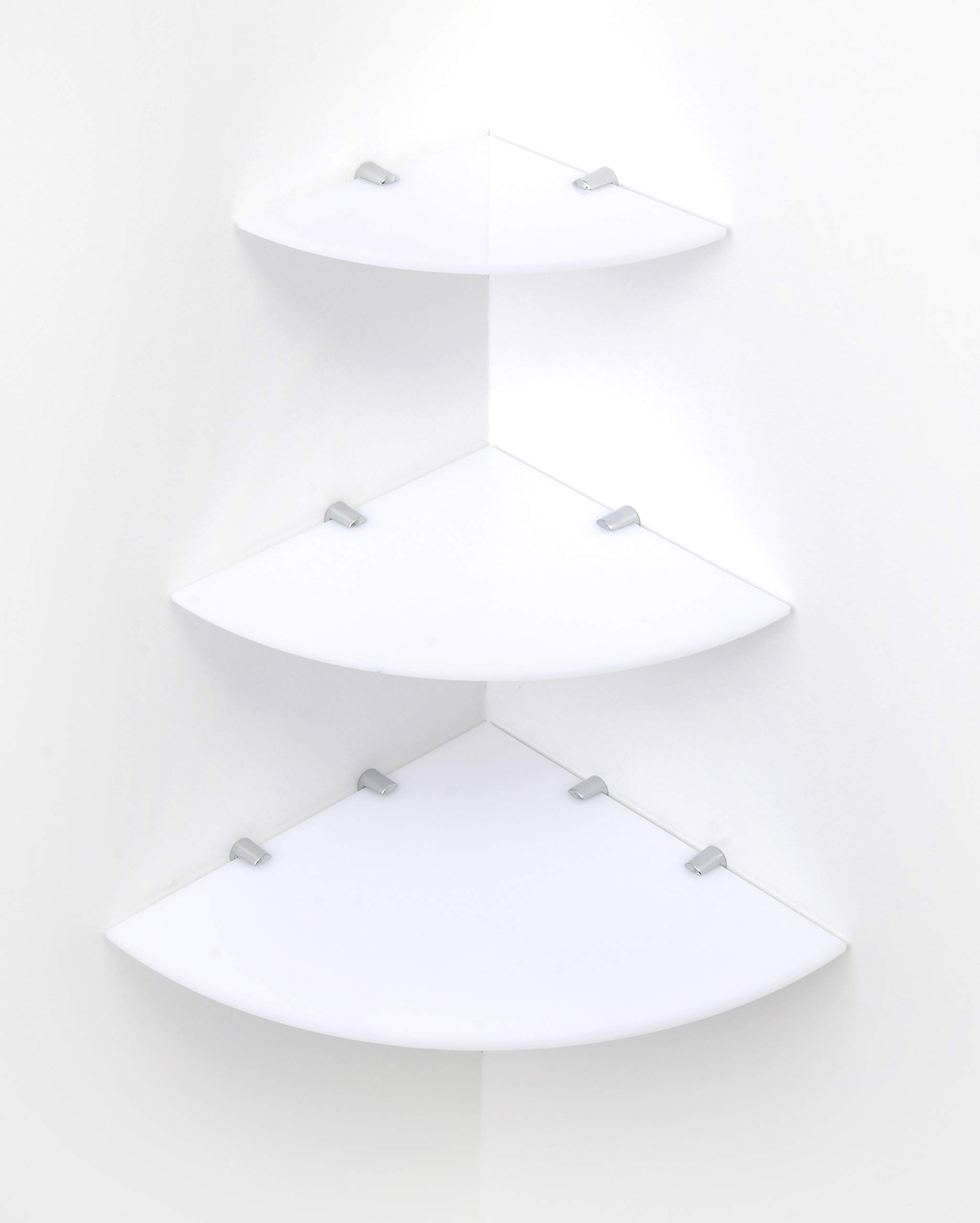 BSM Marketing Cascading Acrylic Corner Shelves Black White And Clear (White)