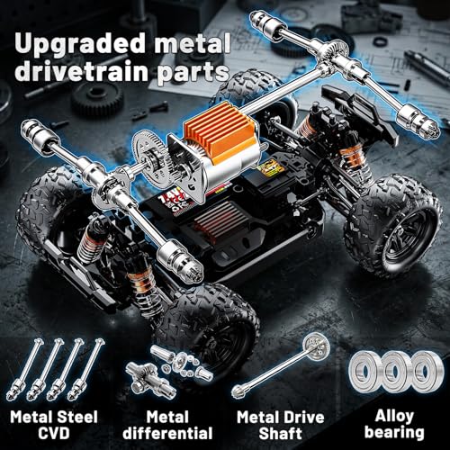Remote Control Car for Adults & from 8 Years Old All Terrain 4x4 1:18 – Monster Truck RC 36 km/h, Remote Control Car Outdoor/Outdoor, Metal Transmission & CVD Gimbals, Splash-Proof, 2 Batteries