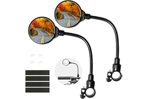 Seelulu Bike Mirror Handlebar Mount(Black-2 piece), Adjustable Rotatable Bicycle Rear View Mirror, Wide Angle Acrylic Convex Safety Mirror for Mountain/Road Bicycles