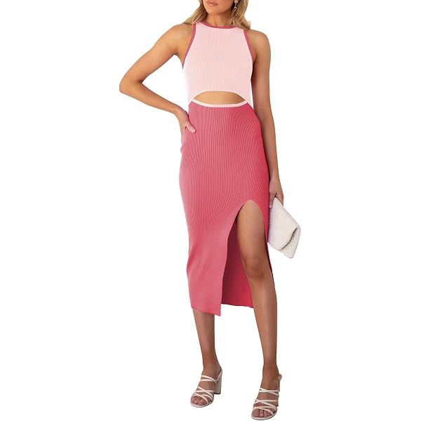 Amazon.com: BEAUKEY Women's Red Bandage Dress Midi Bandage Dress with Thigh  Split Flowy Bodycon Cocktail Evening Dresses (S,Red) : Clothing, Shoes &  Jewelry