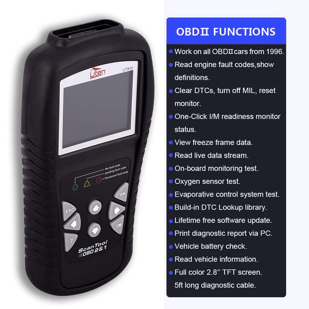 Anfahr OBDII/EOBD Diagnostic Code Reader Automotive Scanner for Engine Fault Scan Tool - Black (KW830)