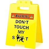XgiftCreat Funny Office Desk Sign - Don’t Touch My Stuff, Small Fun Gag Cubicle Decor Gifts for Boss Day White Elephant ChristmasTeam Coworker Teammate Employee Hr Boss