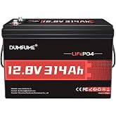 dumfume 12V 300Ah (314Ah) Lithium LiFePO4 Battery,200A BMS 4019Wh Rechargeable Lithium Iron Phosphate Battery for Solar Energ