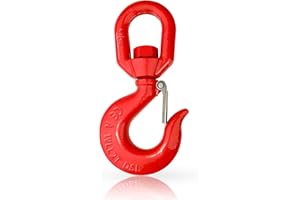 SCIEO Suninlife 2 Ton Swivel Hook for Lifting-Heavy Duty Crane Hook Swivel Lifting Hook with Safety Latch, Rotatable Grade 80 Hoist Hook Swivel Rigging Hook with 4409 lbs Load Capacity for Crane Lifting.