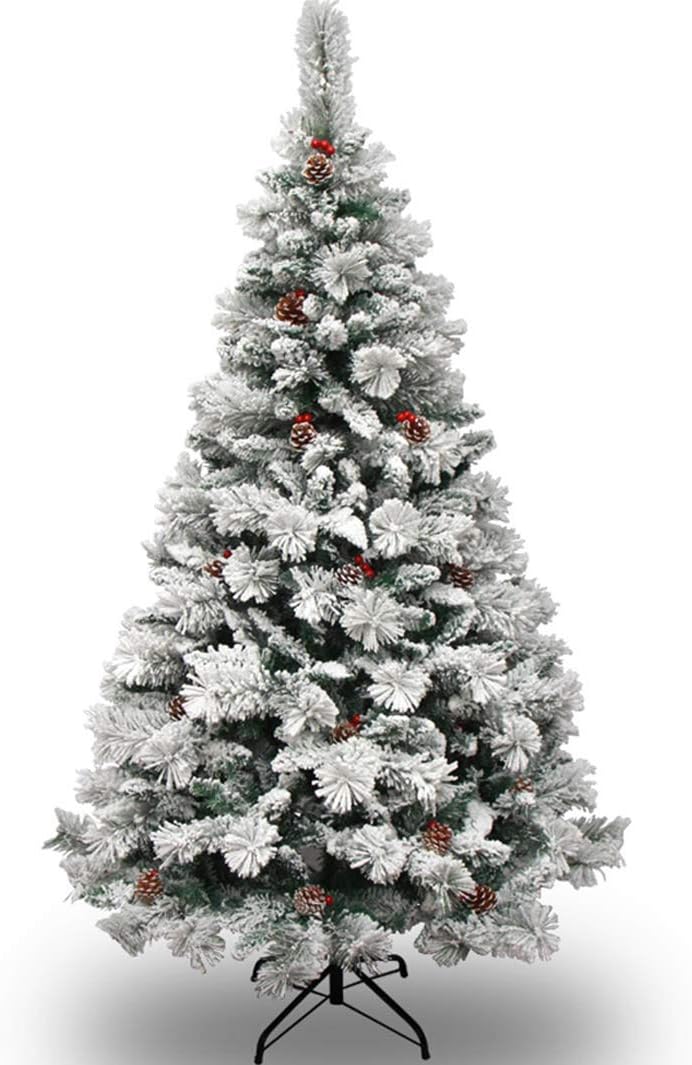 FUTN White Snowflake Tree Snow Flocked Xmas Tree, w/Metal Stand Easy Assembly for Home,Office,Shops,and Hotels (Color : A, Size : 0.6m/1.9ft)