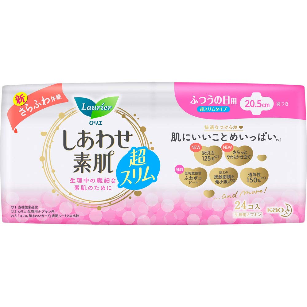 花王 ロリエしあわせ素肌超スリム ふつうの日用 羽つき 24コ商品画像
