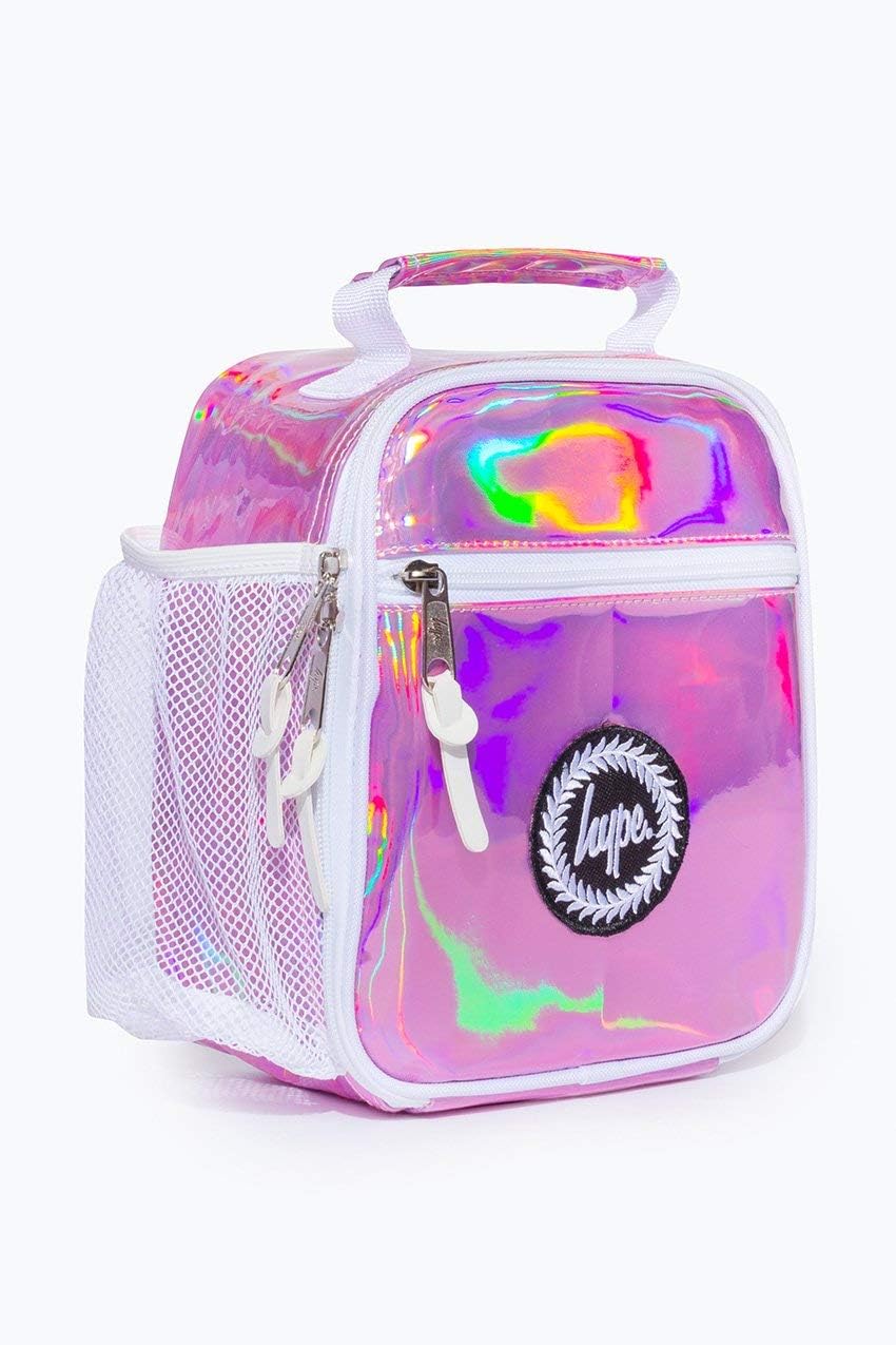 hype pink holographic lunch bag