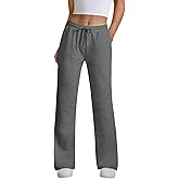JEKAOYI Womens Drawstring Sweatpants, High Waisted Lightweight Lounge Straight Leg Casual Pants with Pockets