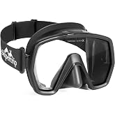 Supertrip Adult Frameless Scuba Diving Mask | Fabric Strap, Tempered Glass Lens, Low Volume for Freediving, Spearfishing, Snorkeling