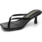 SKETOE Kitten Heels for Women Square Toe Sandals Flip Flop Heels Thong Sandals Comfortable Summer 2 Inch Heels Sandals