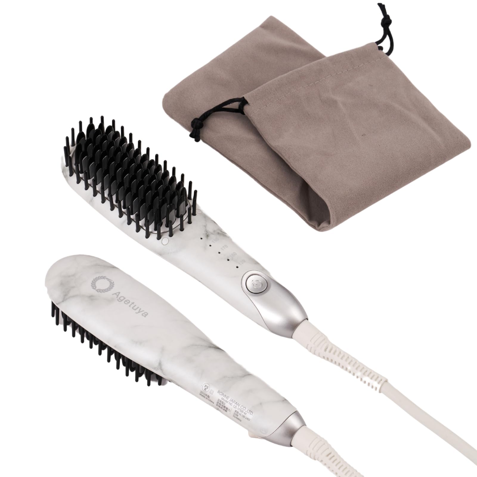 Agetuya アゲツヤ ヒートブラシ ポータブル ミニブラシ アイロン マーブル | 海外対応 ストレート ヘアアイロン 軽量 痛まない プロ仕様 210℃商品画像