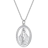Rnivida 925 Sterling Silver Miraculous Medal Virgin Mary Pendant Necklace Religious Jewelry Gifts For Her