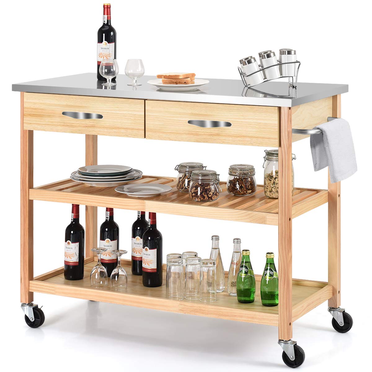 Best stainless kitchen island with drawers
