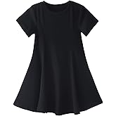 Toddler Girls Short Sleeve Swing Dress Little Kids A-Line Skater Twirl Summer Casual Dresses (12Months-7years)
