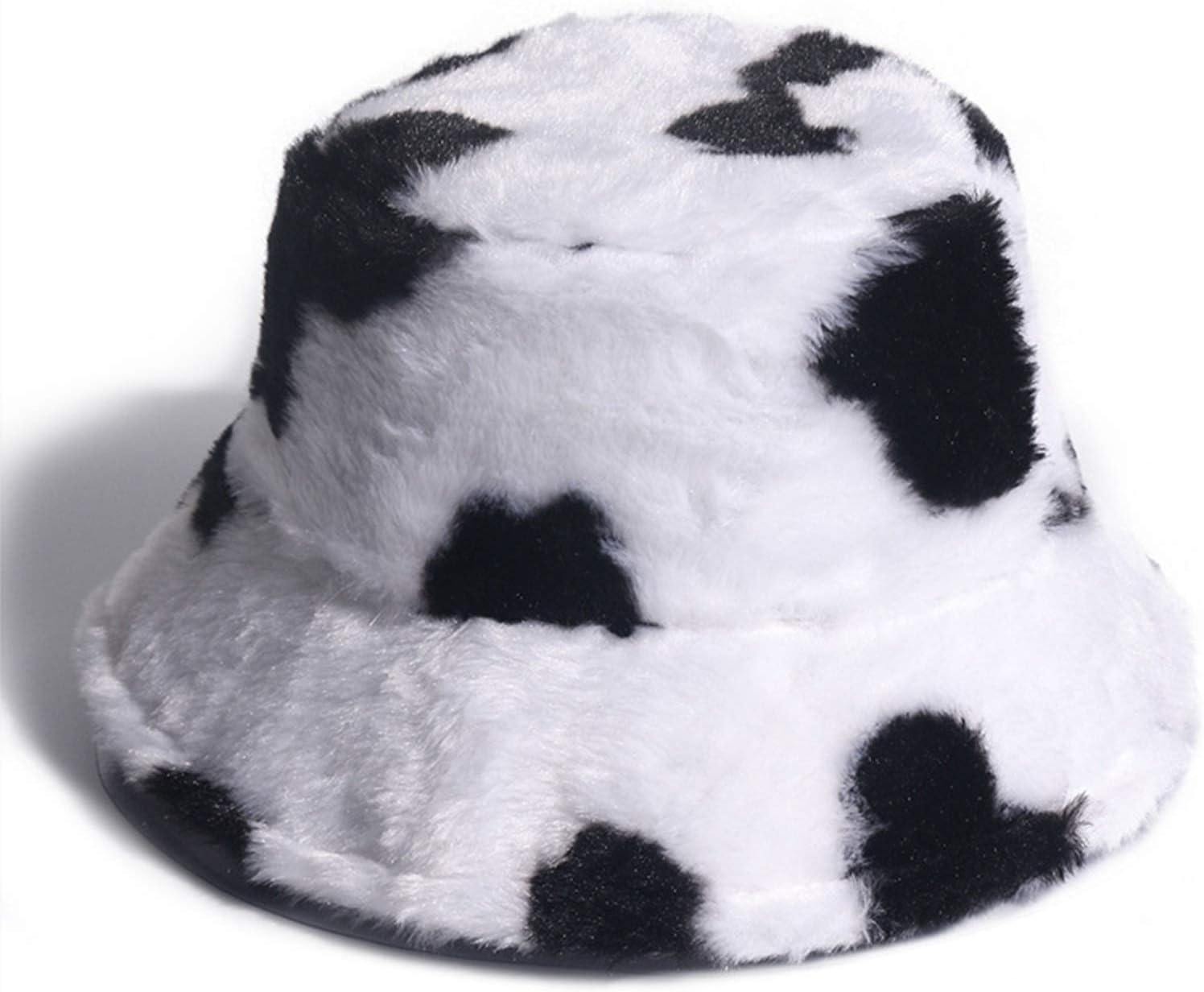 Amazon Co Jp レディース冬のバケットハット全試合サンハット年齢削減牛柄ウォーム漁師帽子とベルベット盆地ハット Color White 服 ファッション小物