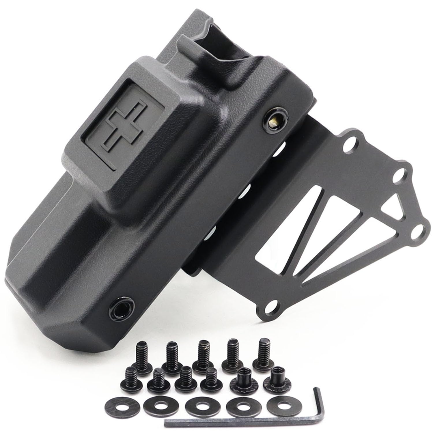 Photo 1 of Tactical Tourniquet Holder for Gun Holster Accessory Mount Aluminum, QLS Police Gear Accessories for 3-Hole Right Holster (Set-BK)