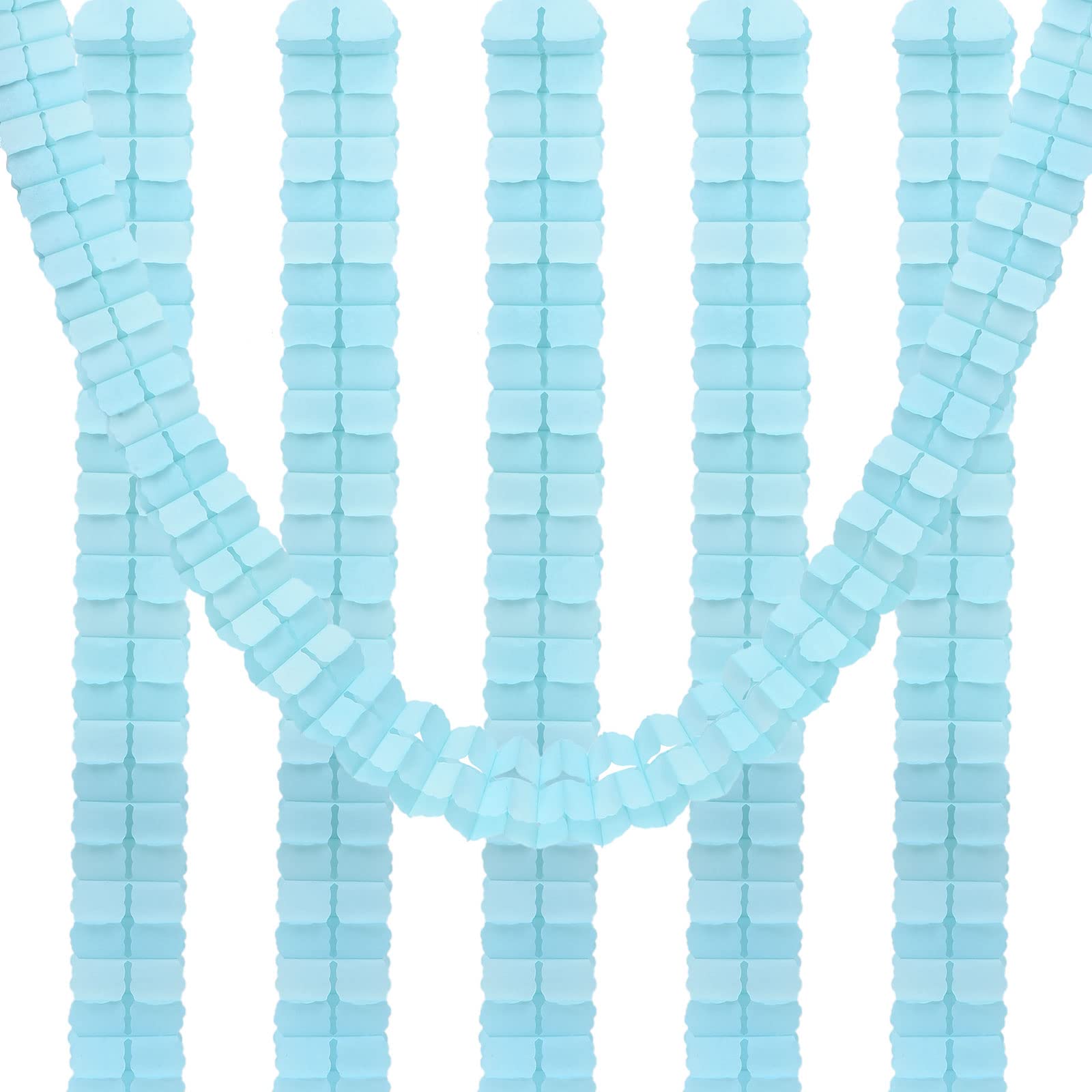 PATIKIL 9.8ft Four-Leaf Garland, 6 Pack Tissue Paper Hanging Flower Garland Reusable Streamers for Party Wedding Backdrop Decorations, Light Blue