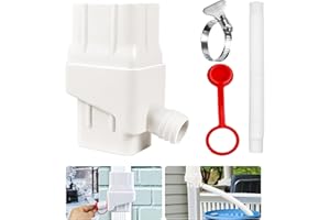 PRUCETREK Rainwater Collection System Fits 2'' x 3'' Standard Gutter Downspout ，Rain Barrel Diverter Kit is Used to Collect Rainwater from Gutter to Rain Barrels for Reuse in Lawn and Garden Watering (White)