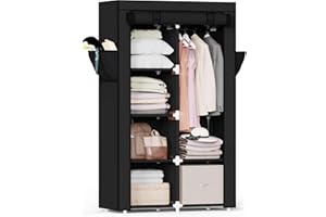 Mavivegue Portable Closet,Wardrobe Closet,Wardrobe,Portable Closets for Hanging Clothes,for Bedroom and Living Room, Black, 2