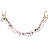 uxcell 10.2" Pearl Purse Double Chain, Metal Purse Extender Chain, PU Leather Handle Replace Chain, Purse Handles Chain Wrist for Handbag, Mobile Case (Pink, Gold Chain)