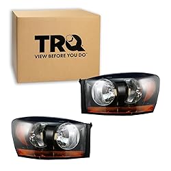 TRQ 2 Piece Headlight Assembly Set Black Bezel