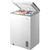 Midea 3.5 Cu.ft Chest Freezer, Fridge Freezer Convertible with LED Light | Removable Basket, Adjustable Temperature, For Kitchen Apartment Office