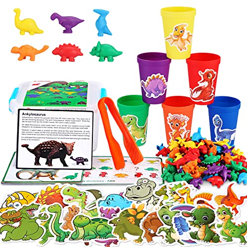 Bmag Counting Dinosaurs Toys with Matching Sorting Cups,Montessori Toys