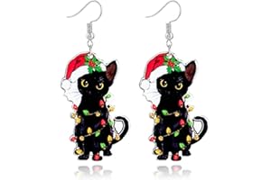 LPYO Christmas Earrings for Women Cute Gingerbread Man Elf Fawn Charm Earrings Acrylic Fashion Christmas Tree Cat Dinosaur Funny Earrings Xmas Party Favors Decor Accessories