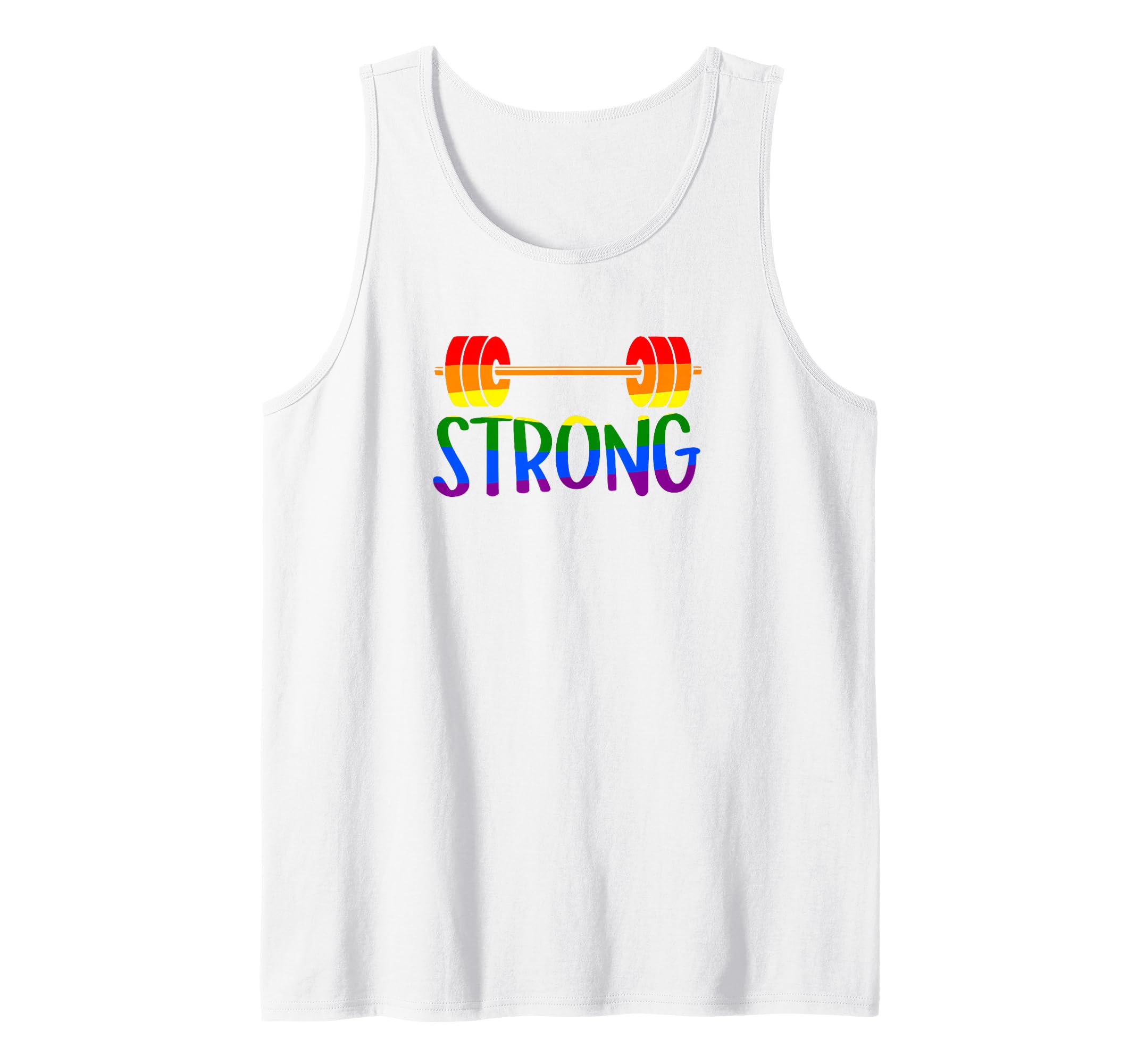 Gay Pride STRONG Gym Rainbow Barbell Tank Top
