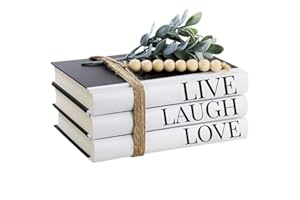 DECOBOOK Decorative Books, Decorative Books for Home Decor, Book Decor, Coffee Table Books, Faux Books for Decoration, Live|Laugh|Love (Set of 3), Books for Decor, Decor for Shelves, Bookshelf Decor