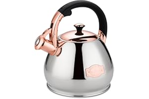 LAZNEYRU Tea Kettle Stovetop Whistling Kettle Teapot, 3Quart Tea Pot Stainless Steel Teakettle for Stove Top with Heat Proof Ergonomic Handle