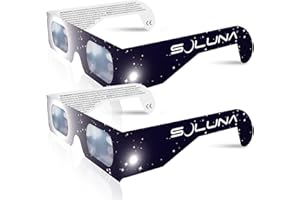 Soluna Solar Eclipse Glasses AAS Approved 2024 - Made in the USA CE and ISO Certified Safe Shades for Direct Sun Viewing (2 Pack)