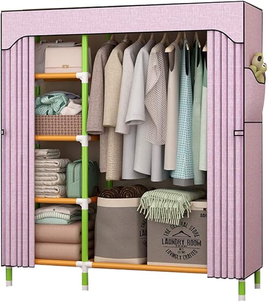 AQAWAS Armario de Tela Guardarropa, Armario Closet Impermeable, Varilla Colgante Desmontable