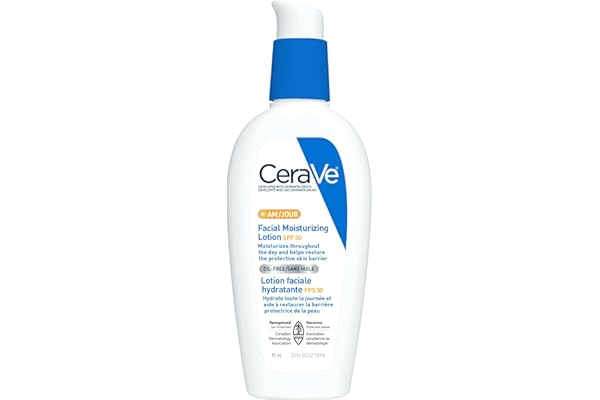 CeraVe Facial Moisturizer with SPF 30. Face Sunscreen Lotion with Hyaluronic Acid, Niacinamide & Ceramides for Women & Men. O