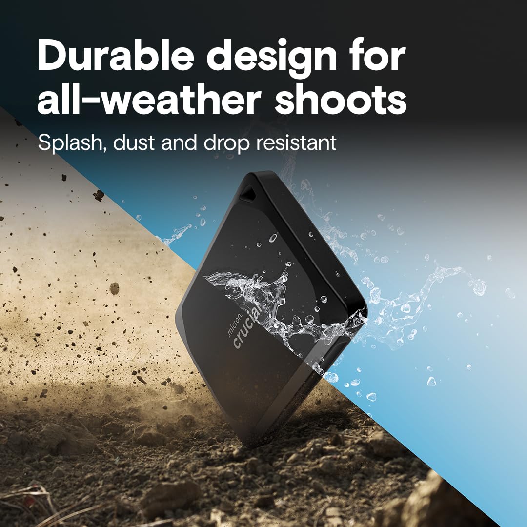 Crucial X10 Pro 2TB Portable SSD, Up to 2100MB/s Read, 2000MB/s Write, USB 3.2 USB-C, External Solid State Drive, Durable Storage for PC & Mac, for Professional Creators, Black - ‎CT2000X10PROSSD902