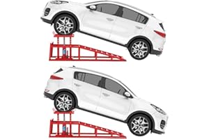 GARVEETECH 2PCS Hydraulic Car and Truck Service Ramps,11023 LBS (5 T) Capacity, Portable Lifts Ramps for Oil Changes, Adjustable Lift Height 9.8 in to 16.21 in, Home Garage,Vehicle Auto Garage Repair