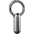 Micro Keychain Pill Holder Titanium Waterproof Mini Pill Container for Emergency Medicine，Travel Purse Pocket (Silver)