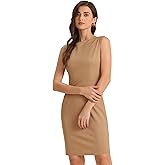 Allegra K Sheath Dress for Women's Business Teacher Sleeveless Boat Neck Dressy Casual Office Dresses